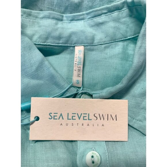 Sea Level Swim Australia Shirt Size Small S Mint Green Linen Button Down New - Picture 6 of 10
